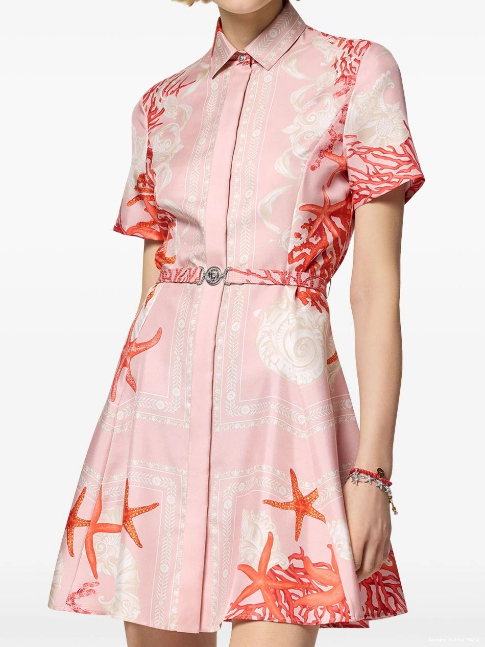 Cheap Versace Barocco silk shirt Women dress Sea 0331